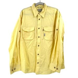 NEW Cabela's Mesh Vented Fishing Outdoor Shirt Men's Medium Yellow Long Sleeve